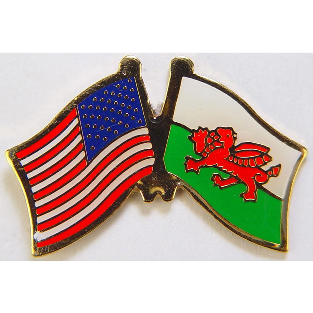 American &#x26; Wales Flags Pin 1&#x22;