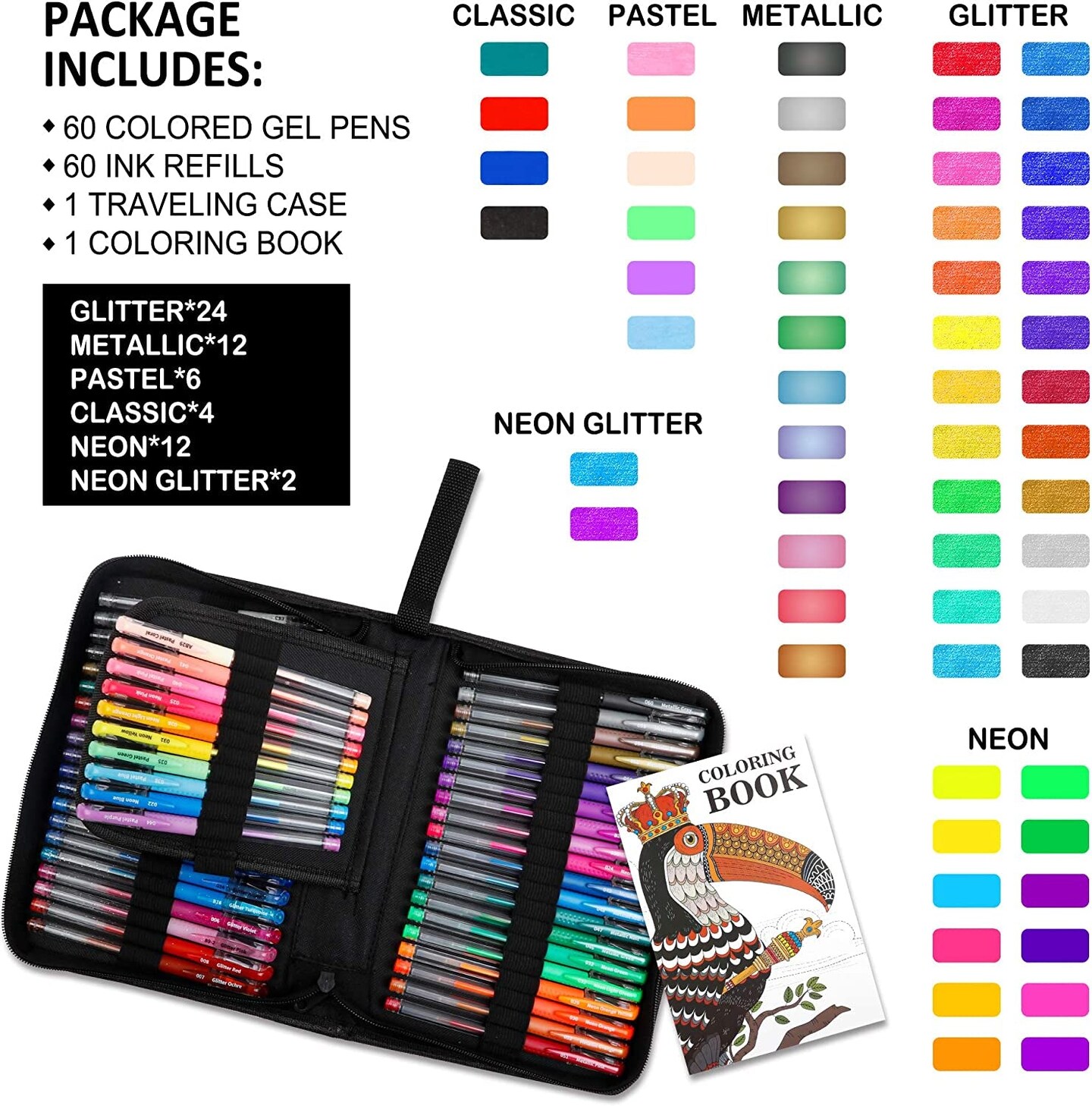 Gel Pens - Adult Coloring Book Supplies for Addicted Colorists