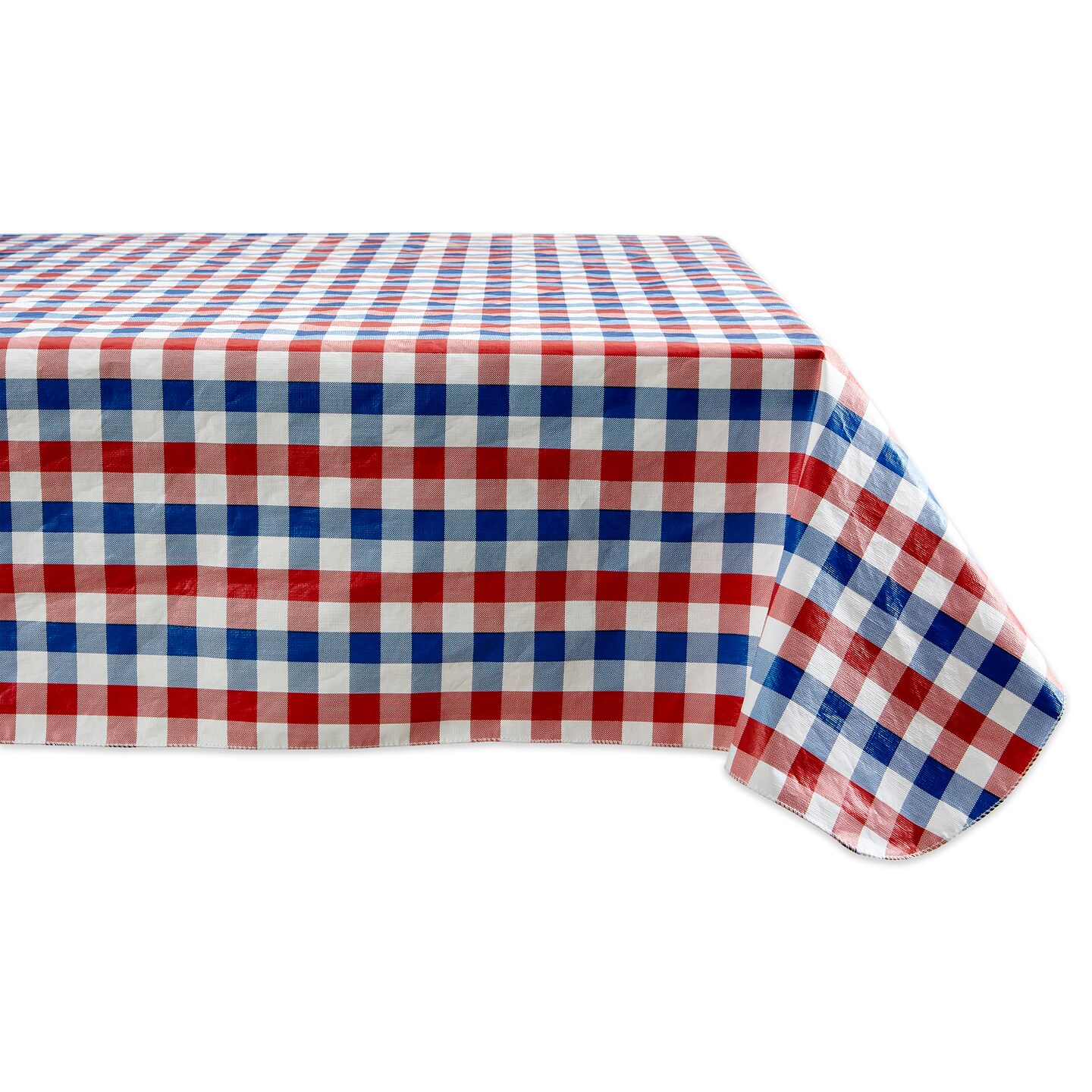 J&#x26;M Red, White and Blue Check Vinyl Tablecloth 60x84