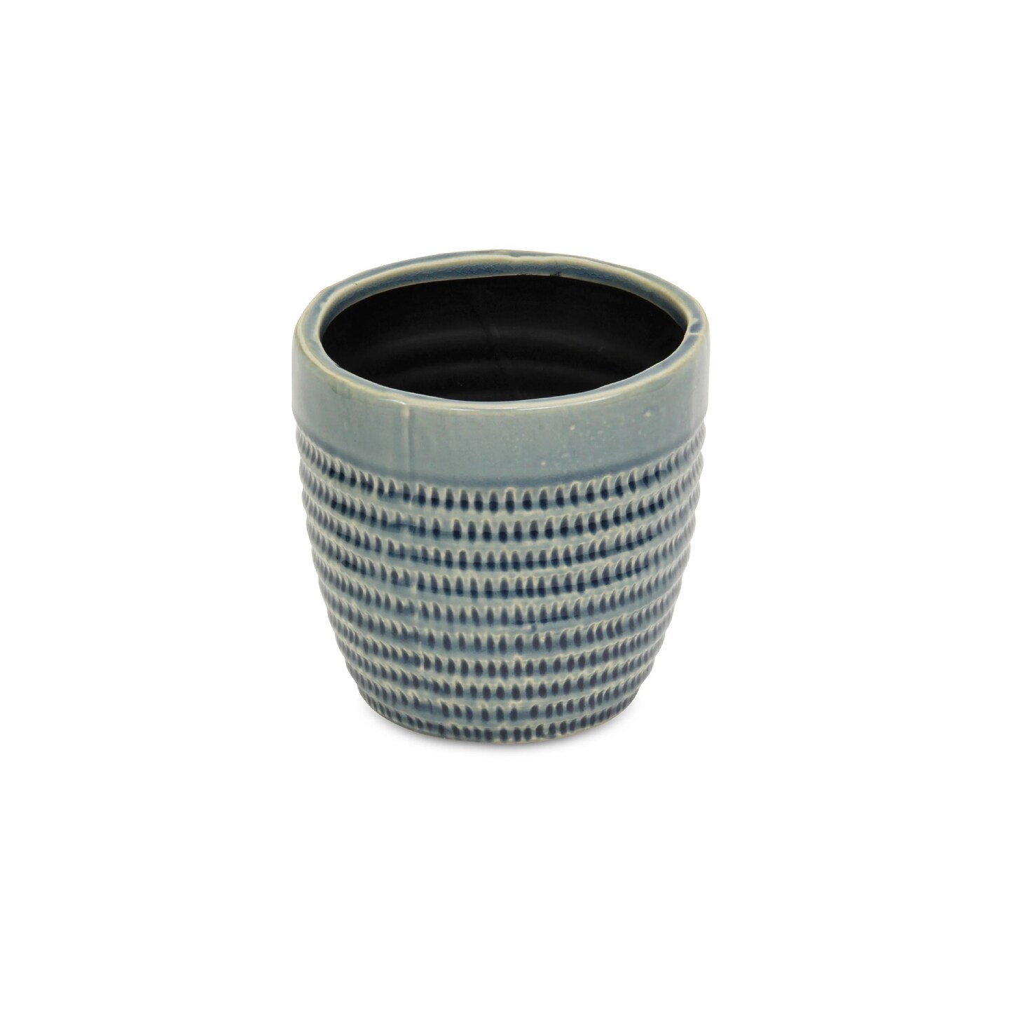 Contemporary Home Living 6.25&#x22; Blue Large Round Dotted Tapered Glazed Planter Pot