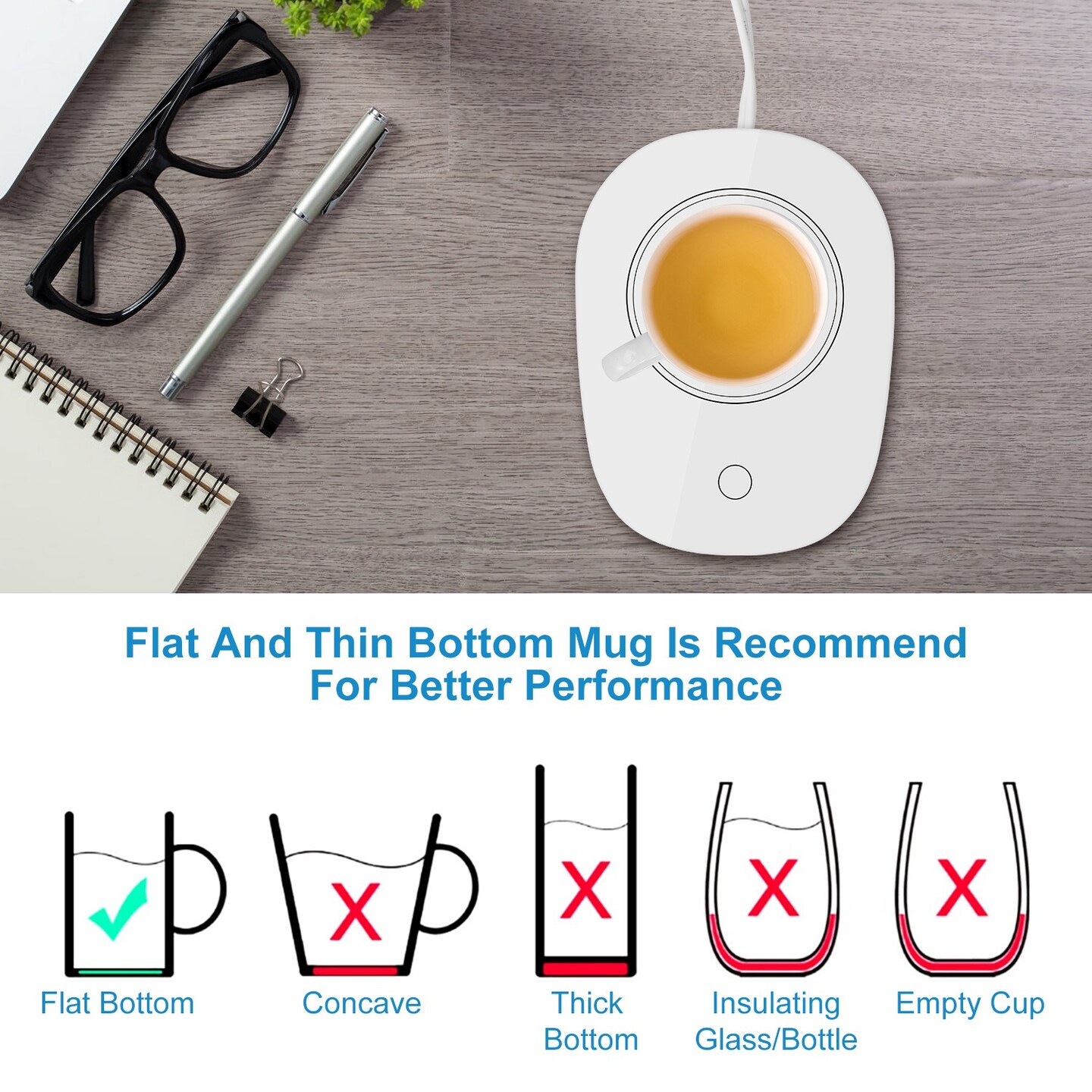 Eggracks Coffee Mug Warmer Auto Shut Off Electric Beverage Warmer Mat for Tea and Coffee