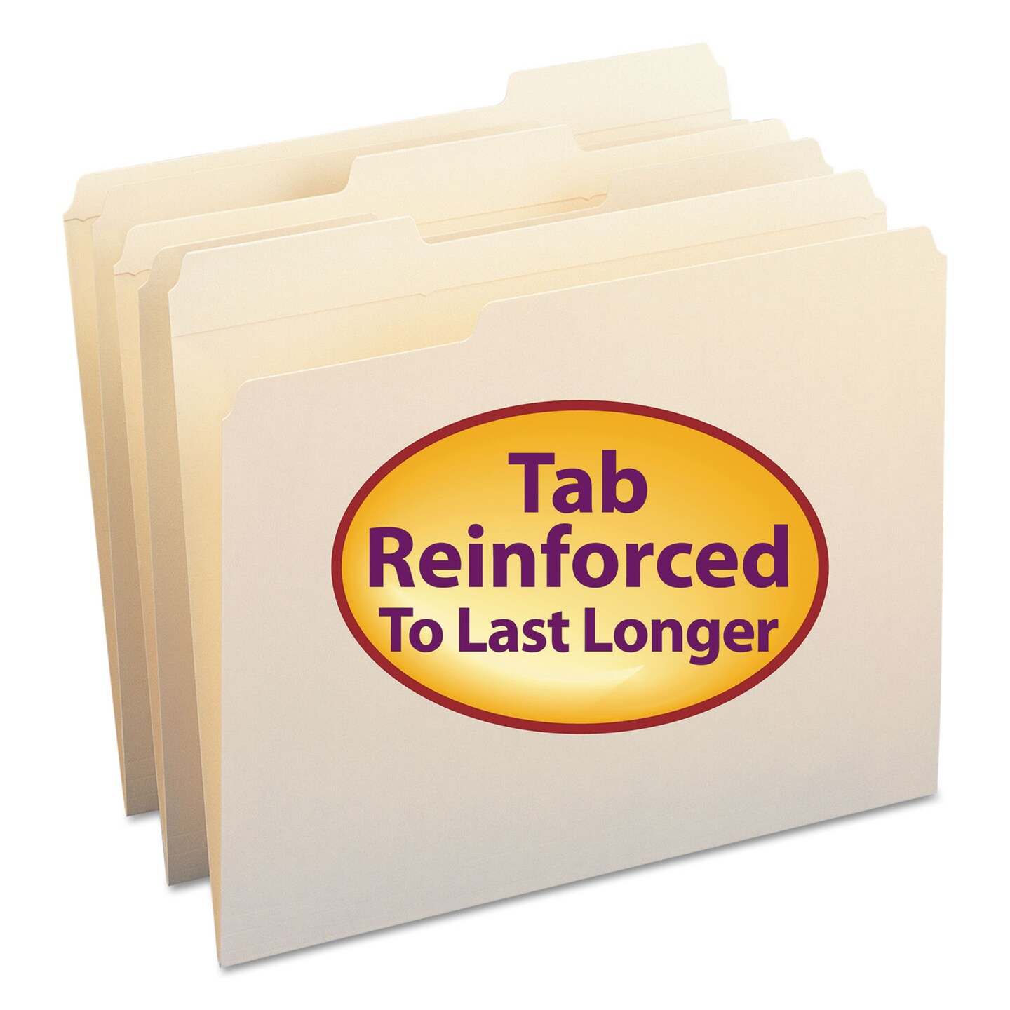 Smead Reinforced Tab Manila File Folders 1/3-Cut Tabs Letter Size 11 pt. Manila 100/Box