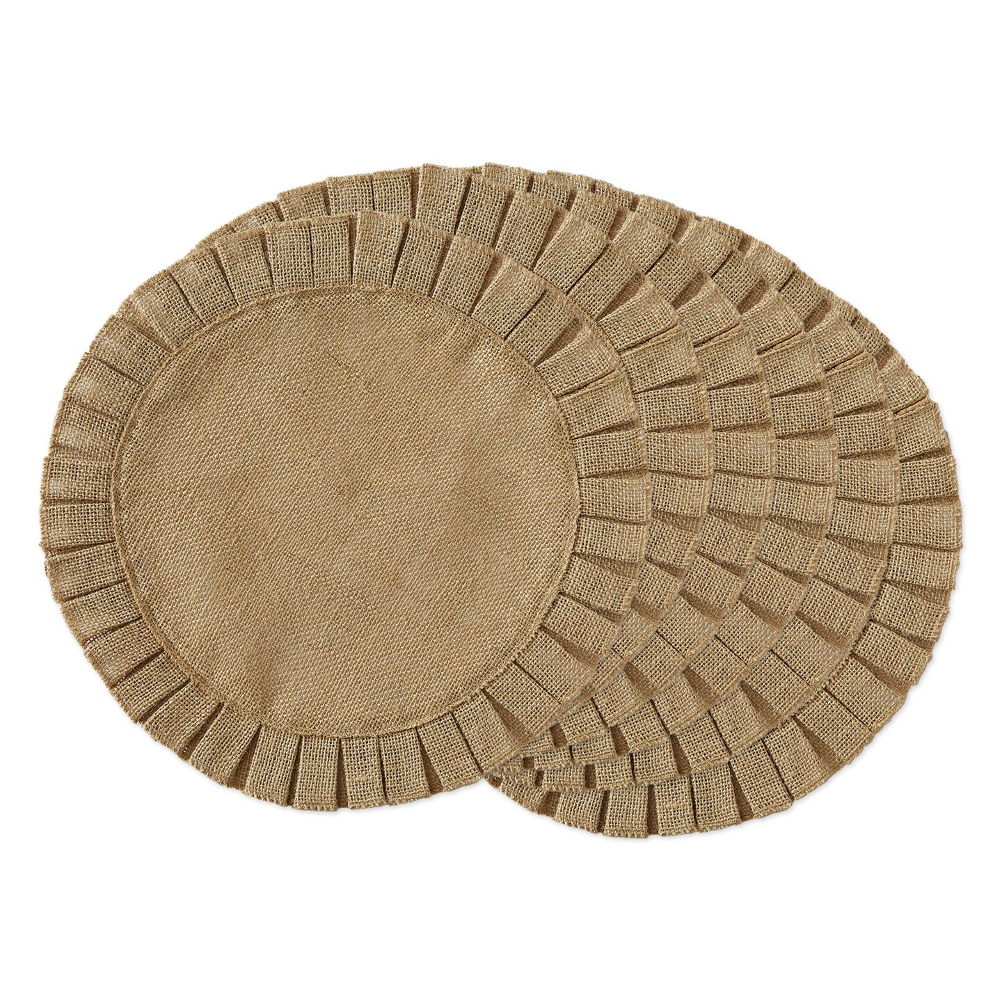 DII Natural Jute Round Ruffle Trim  Placemat Set/6