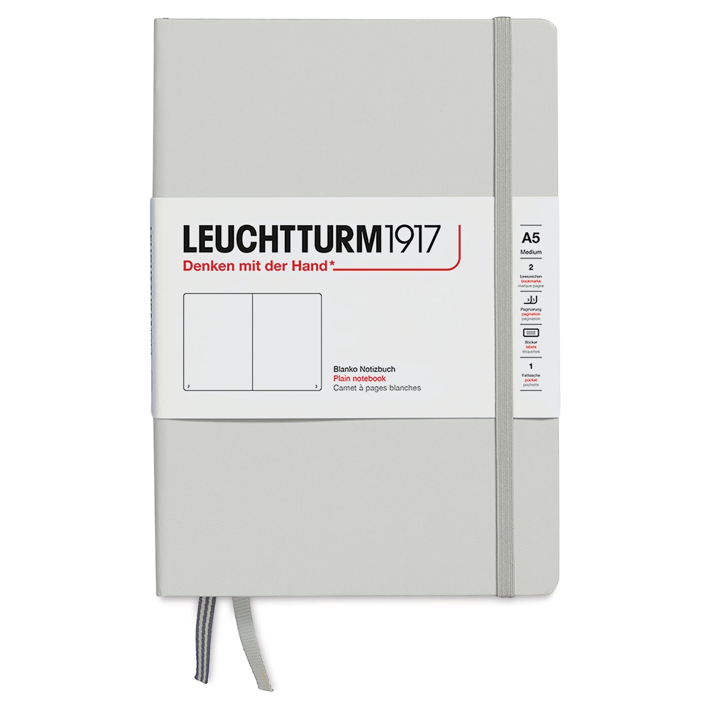 Leuchtturm1917 Blank Hardcover Notebook - Light Grey, 5-3/4&#x22; x 8-1/4&#x22;