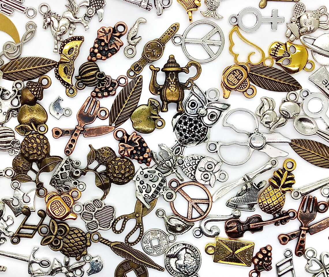Mixed Metal Charms, 60 pieces, Big Variety of Alloy Charms, Adorabilities
