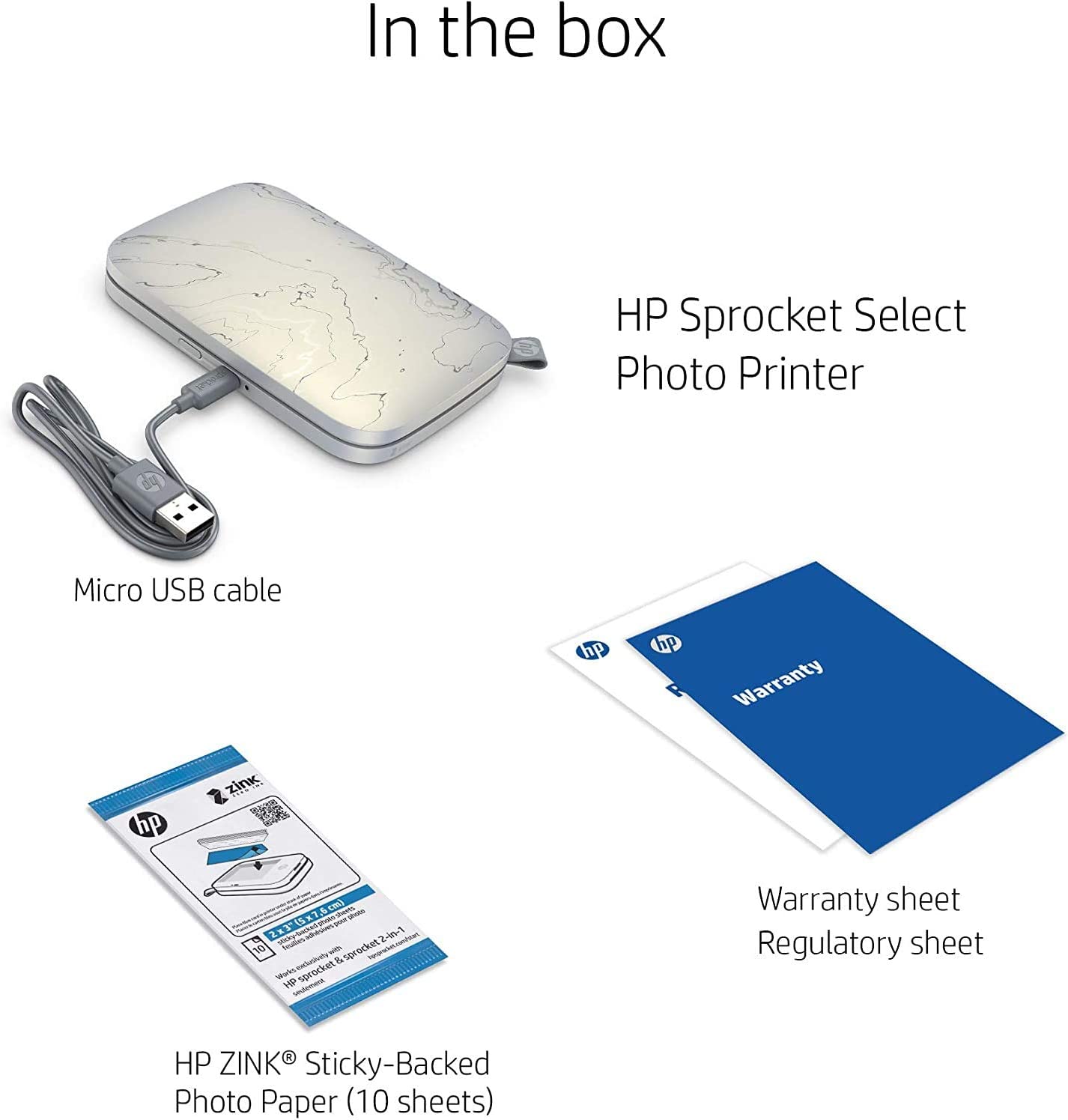 HP Sprocket Portable Printer, Zink Sticky Paper 2.3x3.4&#x22; Instant Photo Printer for iOS &#x26; Android