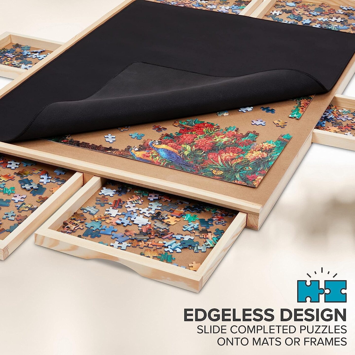 SkyMall 1000 Piece Puzzle Board W/Mat, 23&#x201D; x 31&#x201D; Wooden Jigsaw Puzzle Table