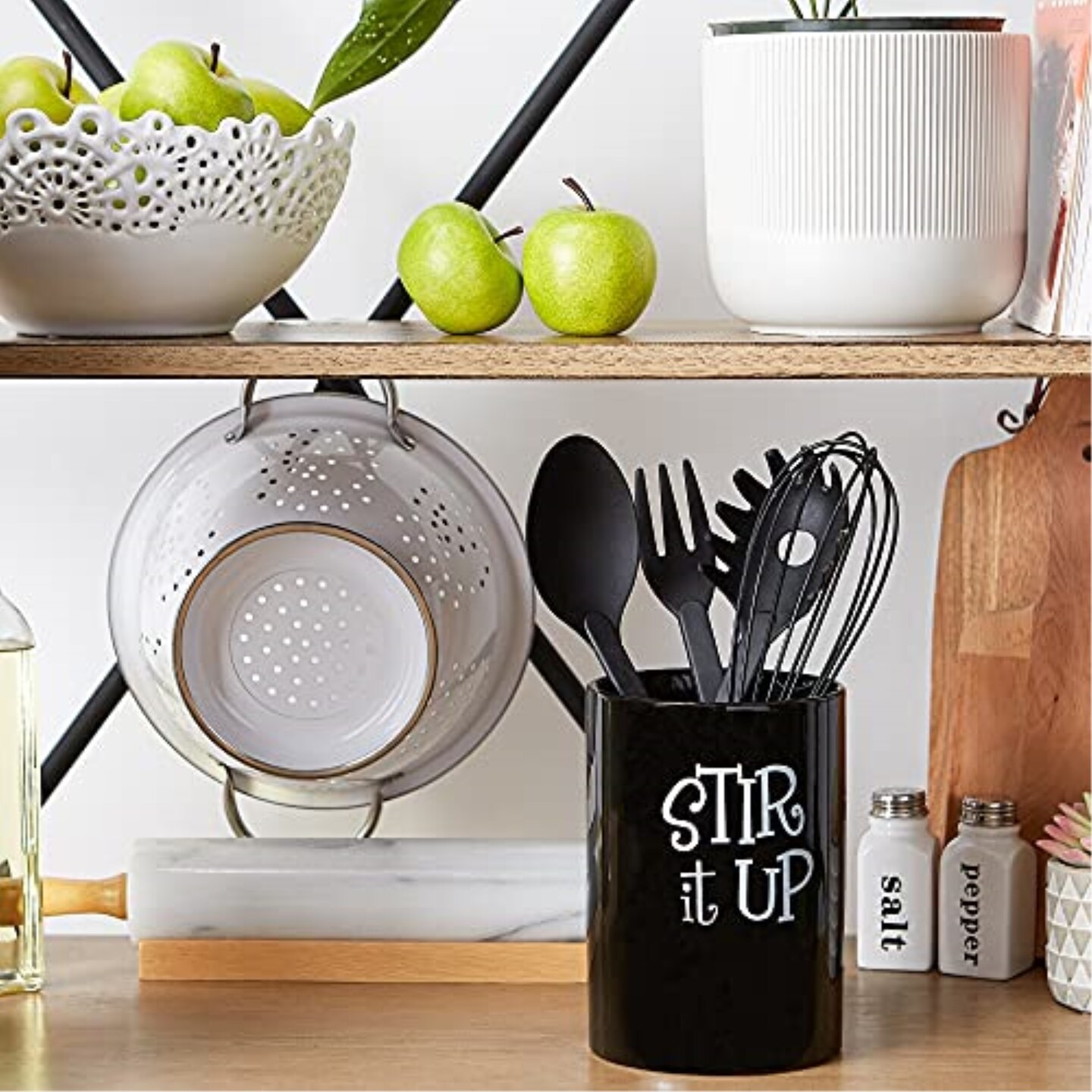 DII Black Stir It Up Ceramic Utensil Holder