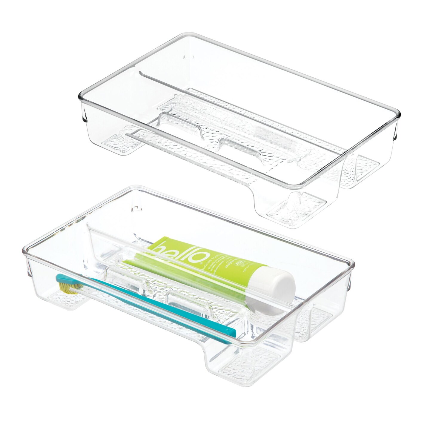 mDesign Plastic Toothbrush Holder, Bathroom Drawer Storage Bin, 2 Pack