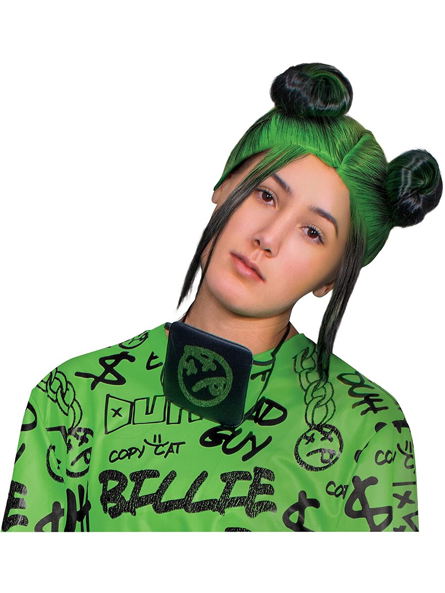 Adult&#x27;s Billie Eilish Green Double Bun Wig Costume Accessory