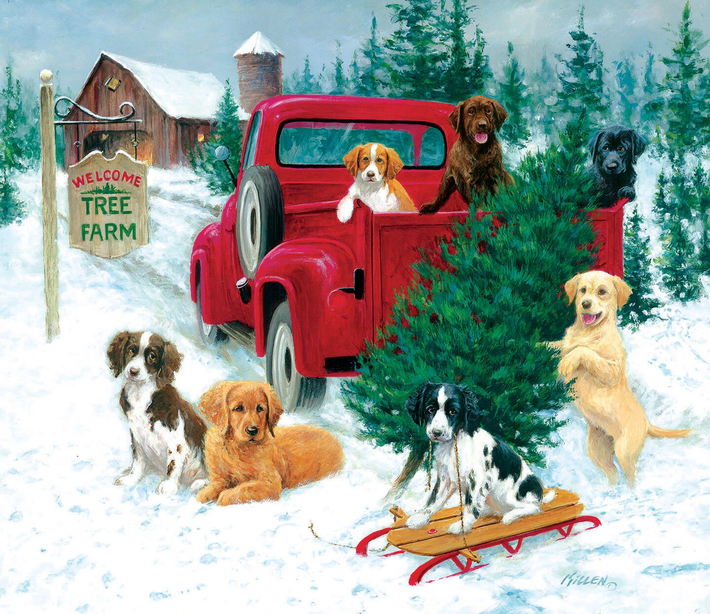 Sunsout Christmas Tree Farm 550 pc  Christmas Jigsaw Puzzle 73419