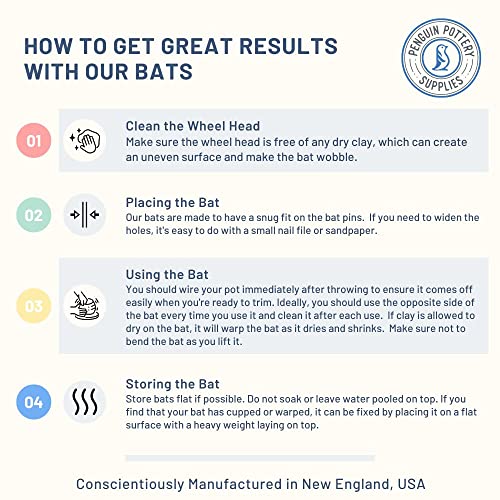 Penguin Pottery - Heavy Duty Bat System for Potters Wheel - Includes 5 Bat Inserts - Great for Saving Space - Increase Productivity for Mugs, Pots and Other Small Pieces