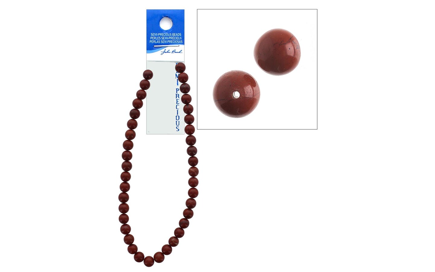John Bead SP 16&#x22; Jasper 10mm Round Red