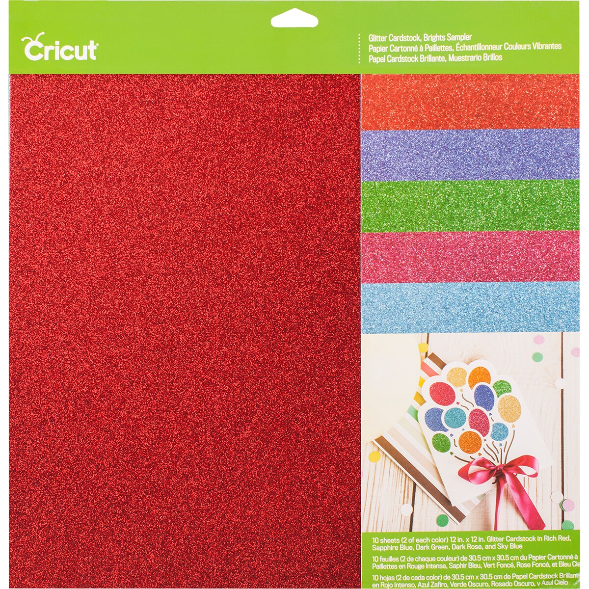 Cricut Cardstock Sampler 12x12 10/Pkg - Pastel Glitter