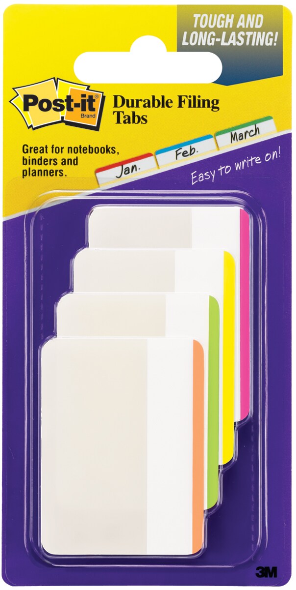 Post-It Durable Filing Tabs 2"X1.5" 24/Pkg-Assorted Neon Colors