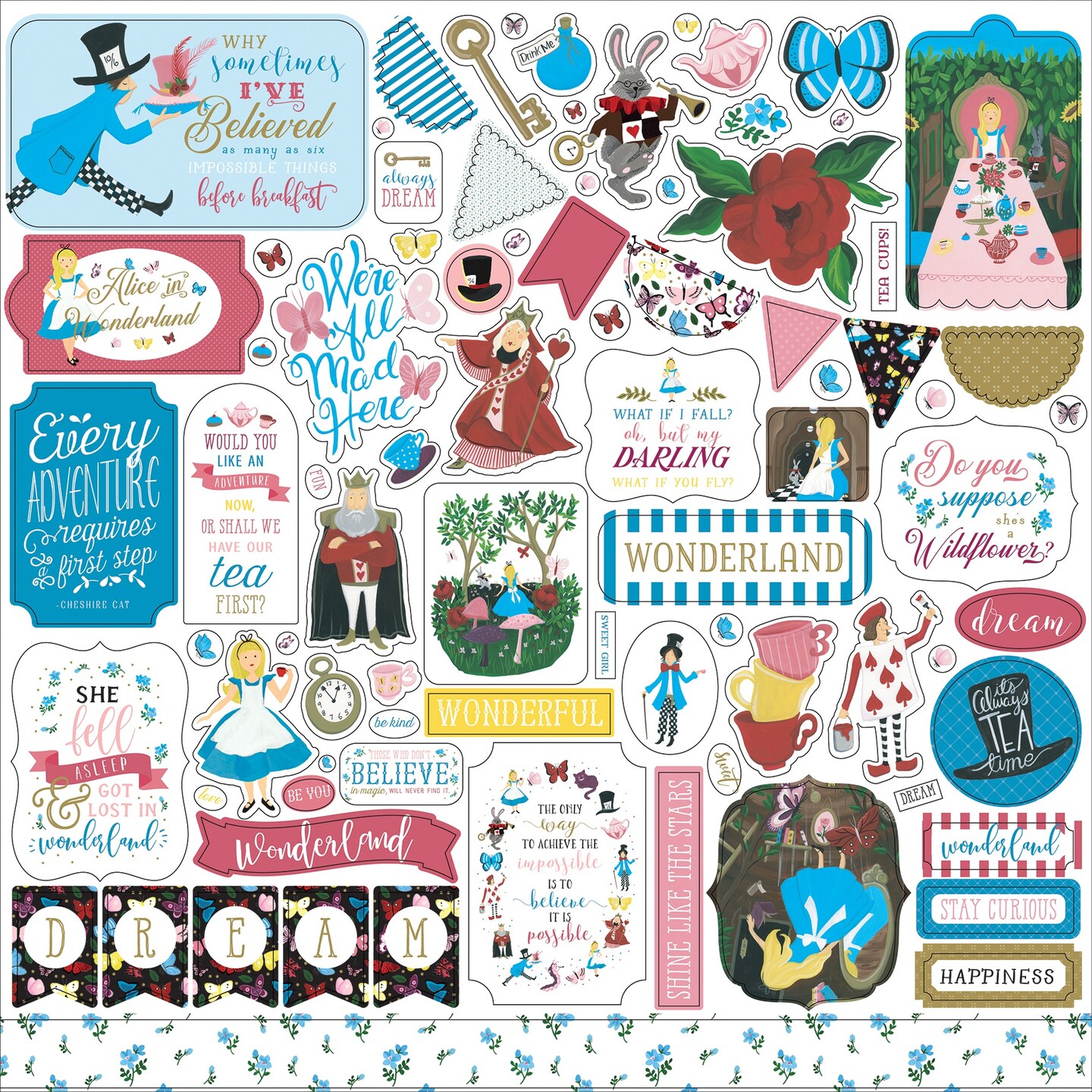Alice In Wonderland No. 2 Cardstock Stickers 12"X12"-Elements