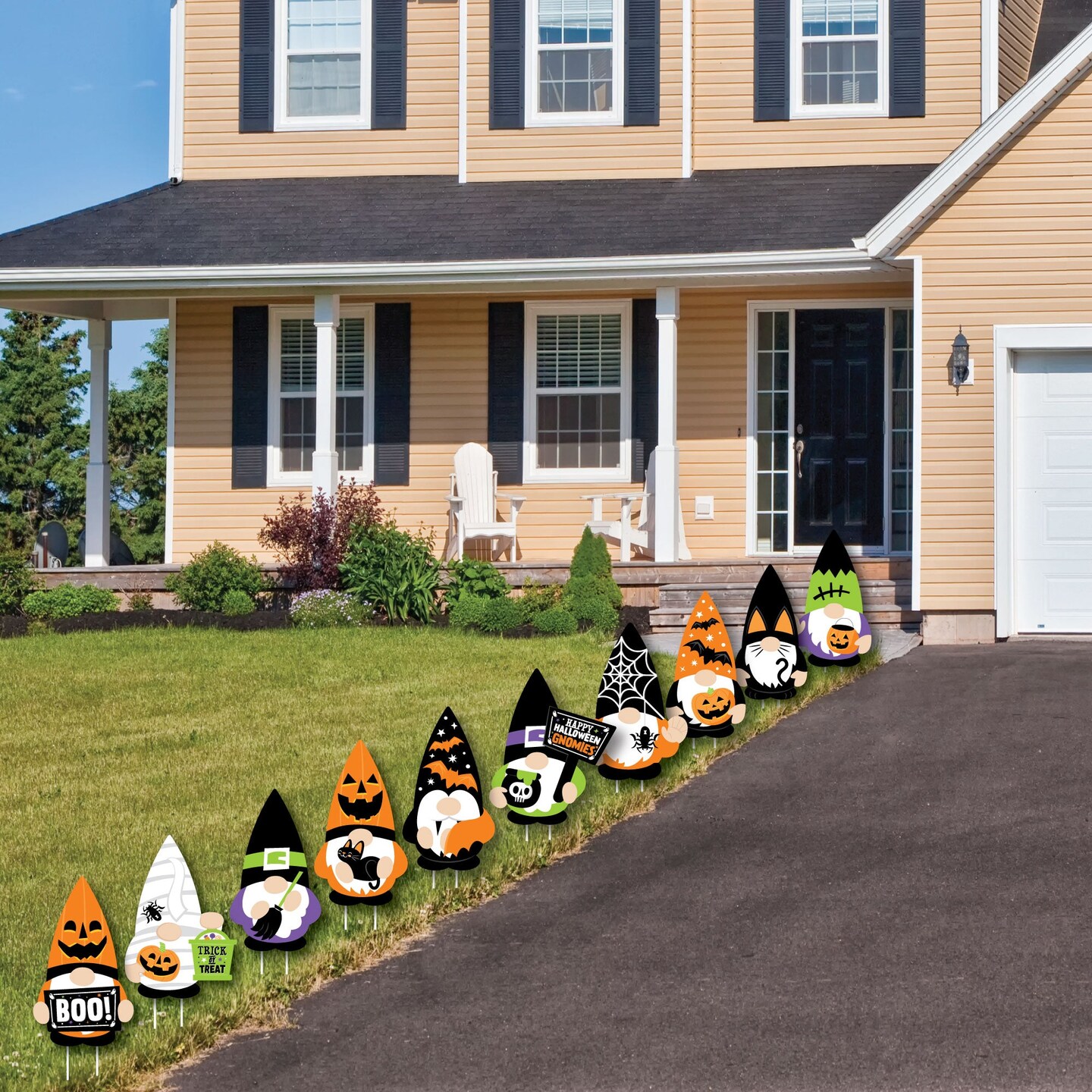Big Dot of Happiness Halloween Gnomes - Gnome Lawn Decorations - Outdoor Spooky Fall Party Yard Decorations - 10 Piece