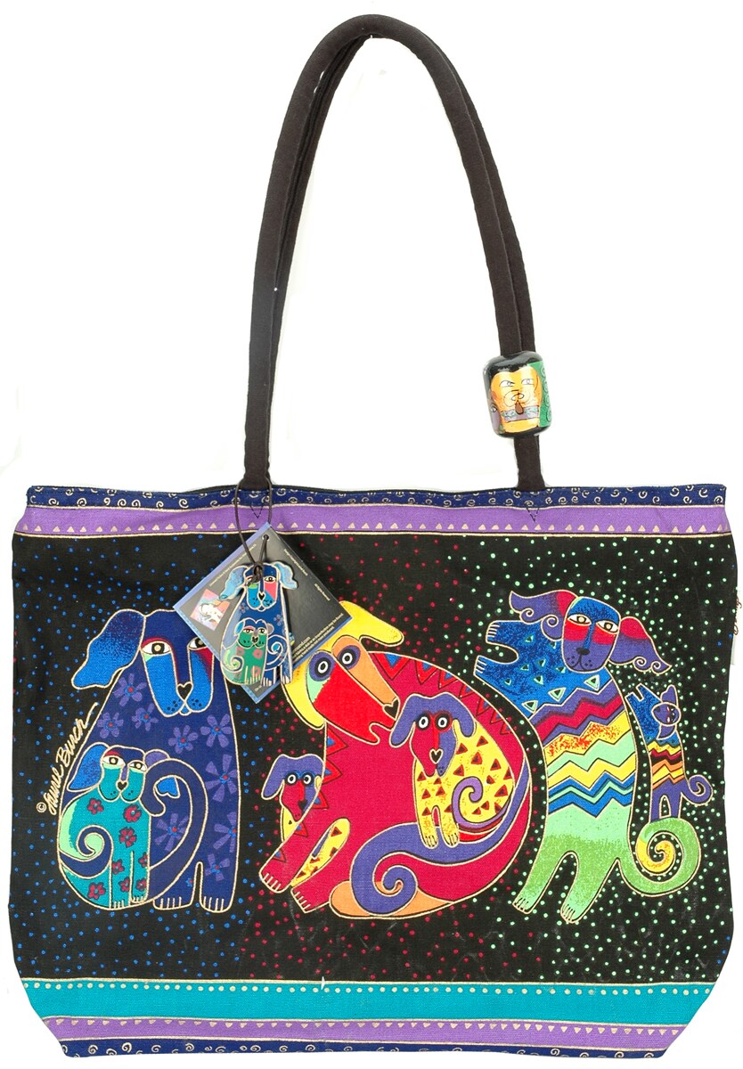 Laurel Burch Shoulder Tote Zipper Top 18"X5"X15"-Dogs & Doggies