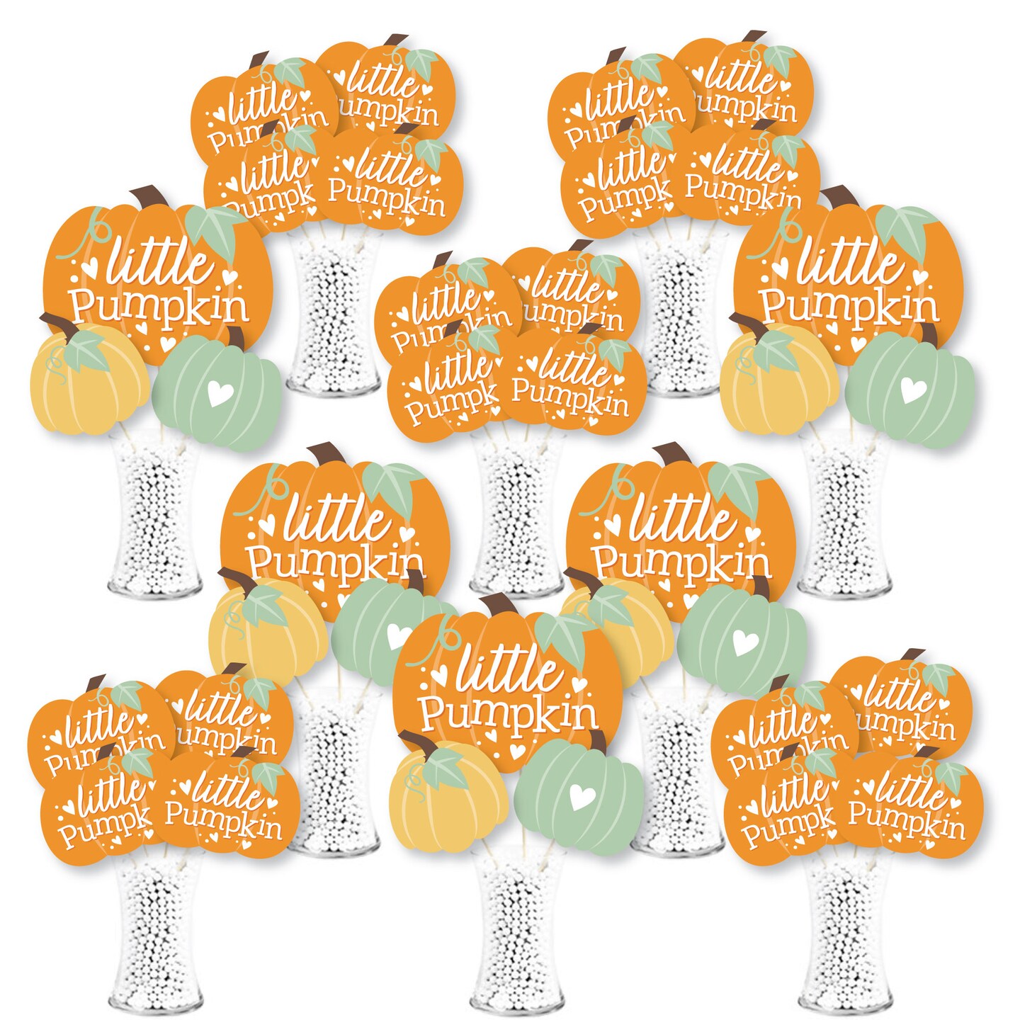 Big Dot of Happiness Little Pumpkin - Fall Birthday Party or Baby Shower Centerpiece Sticks - Showstopper Table Toppers - 35 Pieces