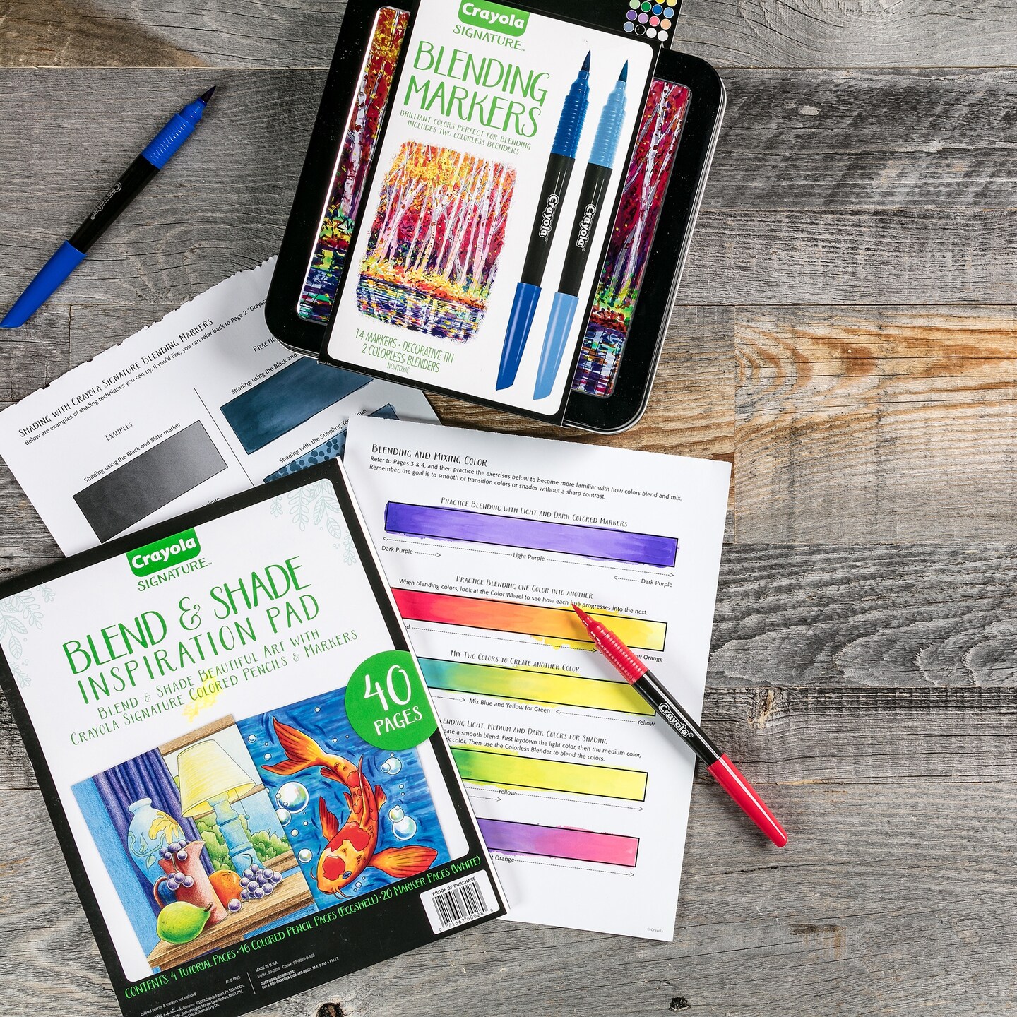 Crayola Signature Blending Markers W/Tin-Assorted Colors 14/Pkg