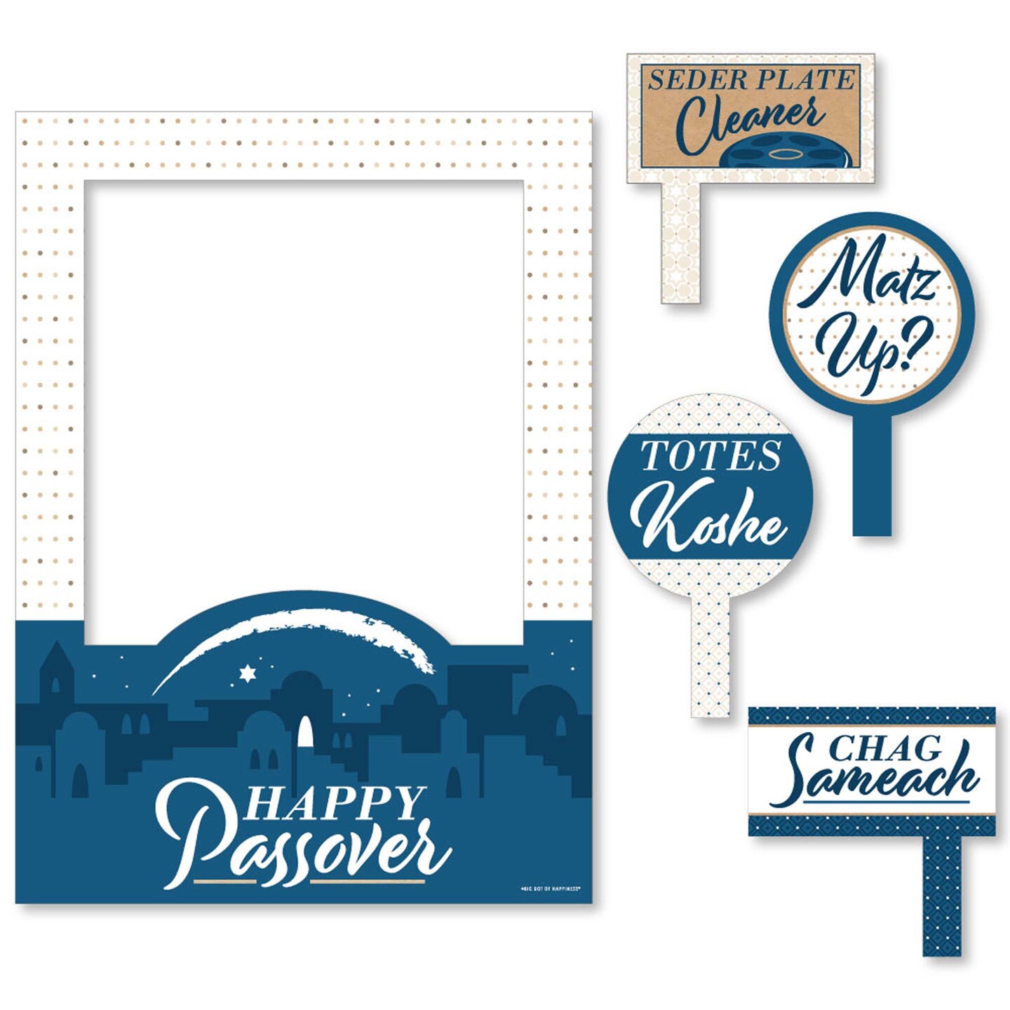 Big Dot of Happiness Happy Passover - Pesach Party Photo Booth Picture Frame and Props - Printed on Sturdy Material