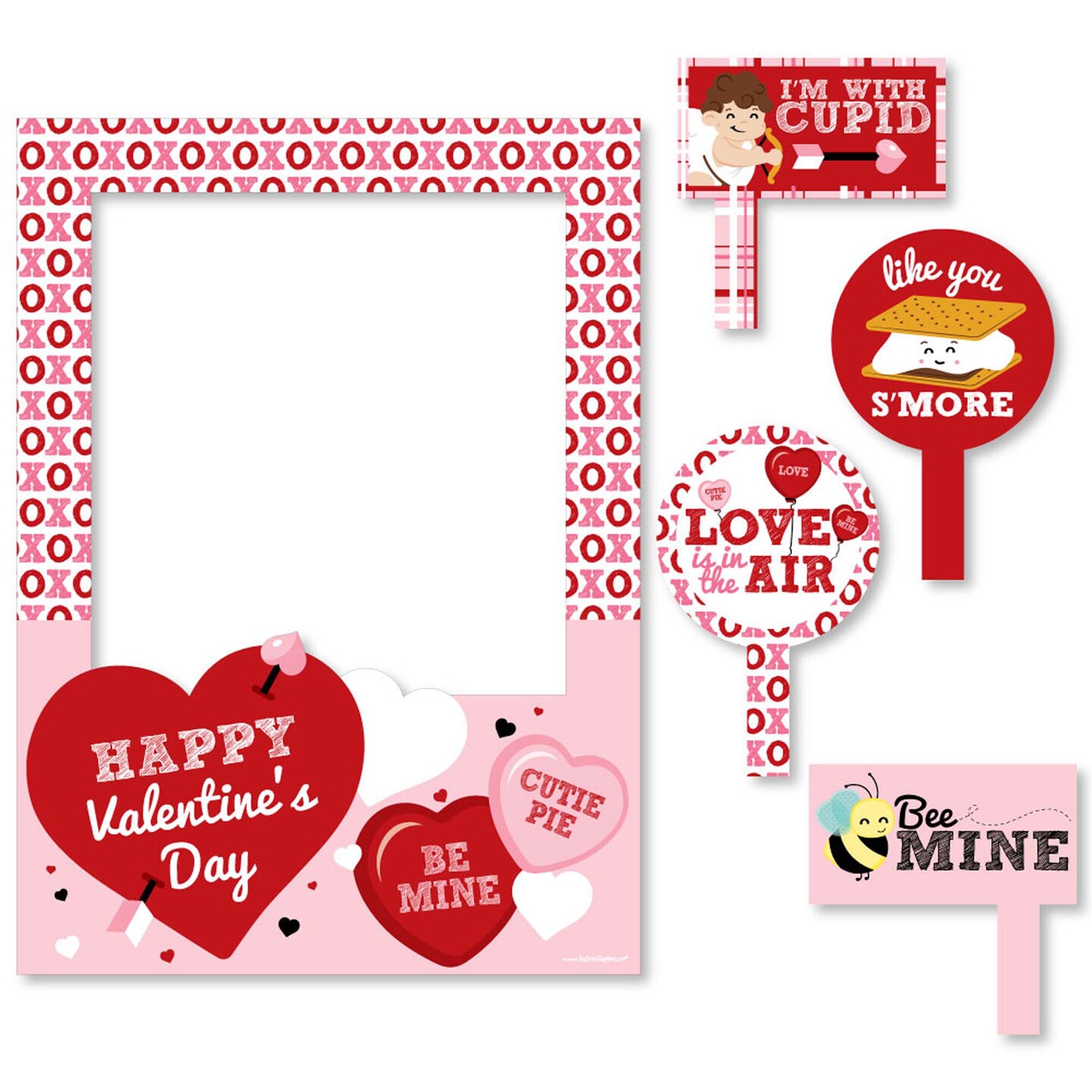Big Dot of Happiness Conversation Hearts - Valentine's Day Party Selfie Photo Booth Picture Frame & Props - Printed on Sturdy Material