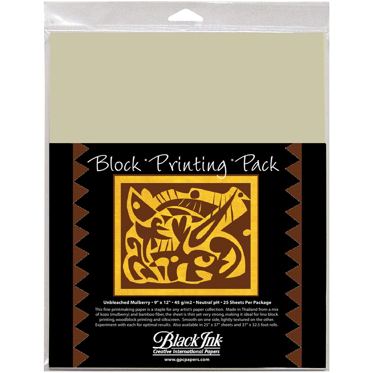 Block Printing Paper Pack By Black Ink Papers-Natural 9"X12" 25/Pkg