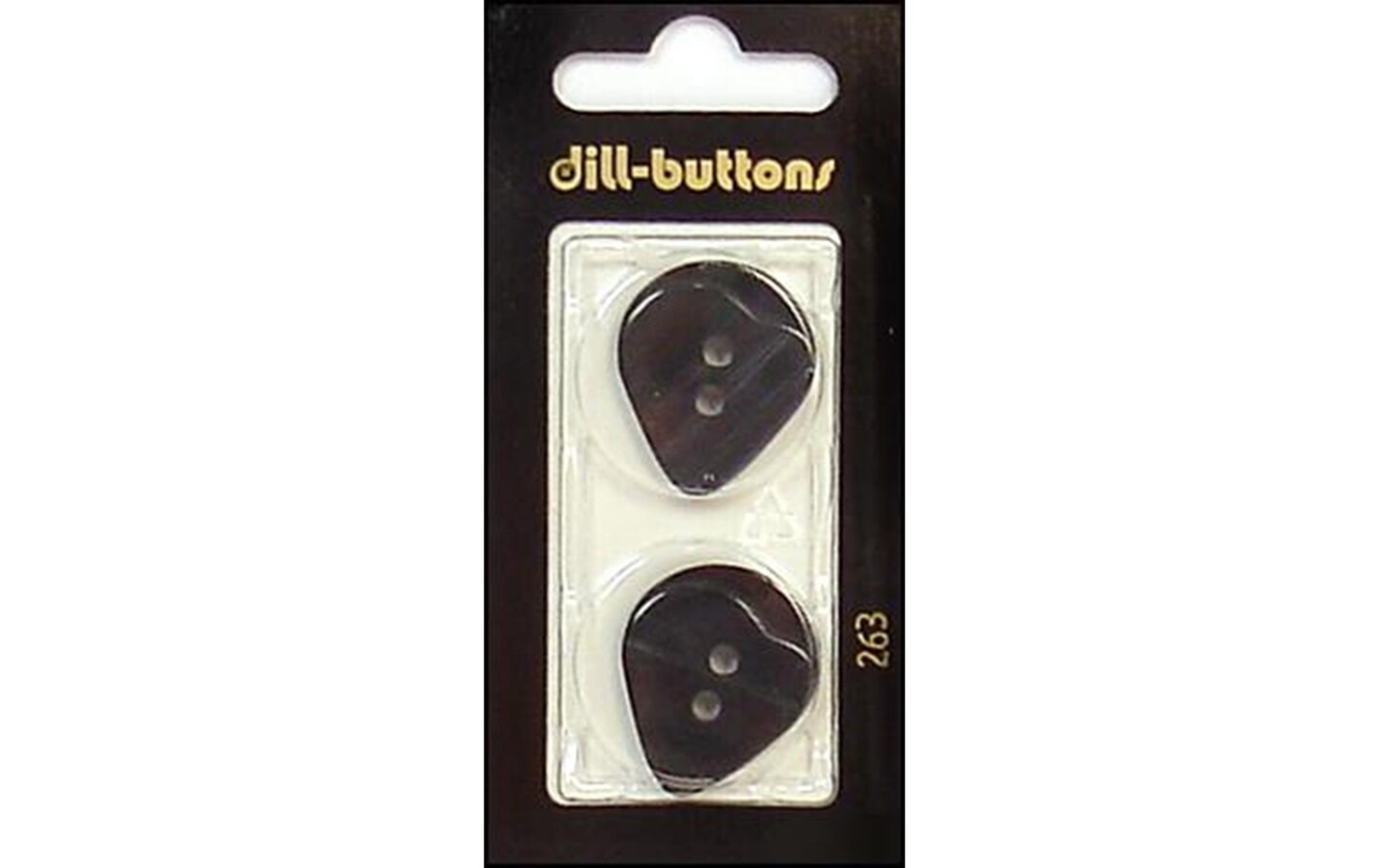 Dill Buttons 25mm 2pc 2 Hole Black