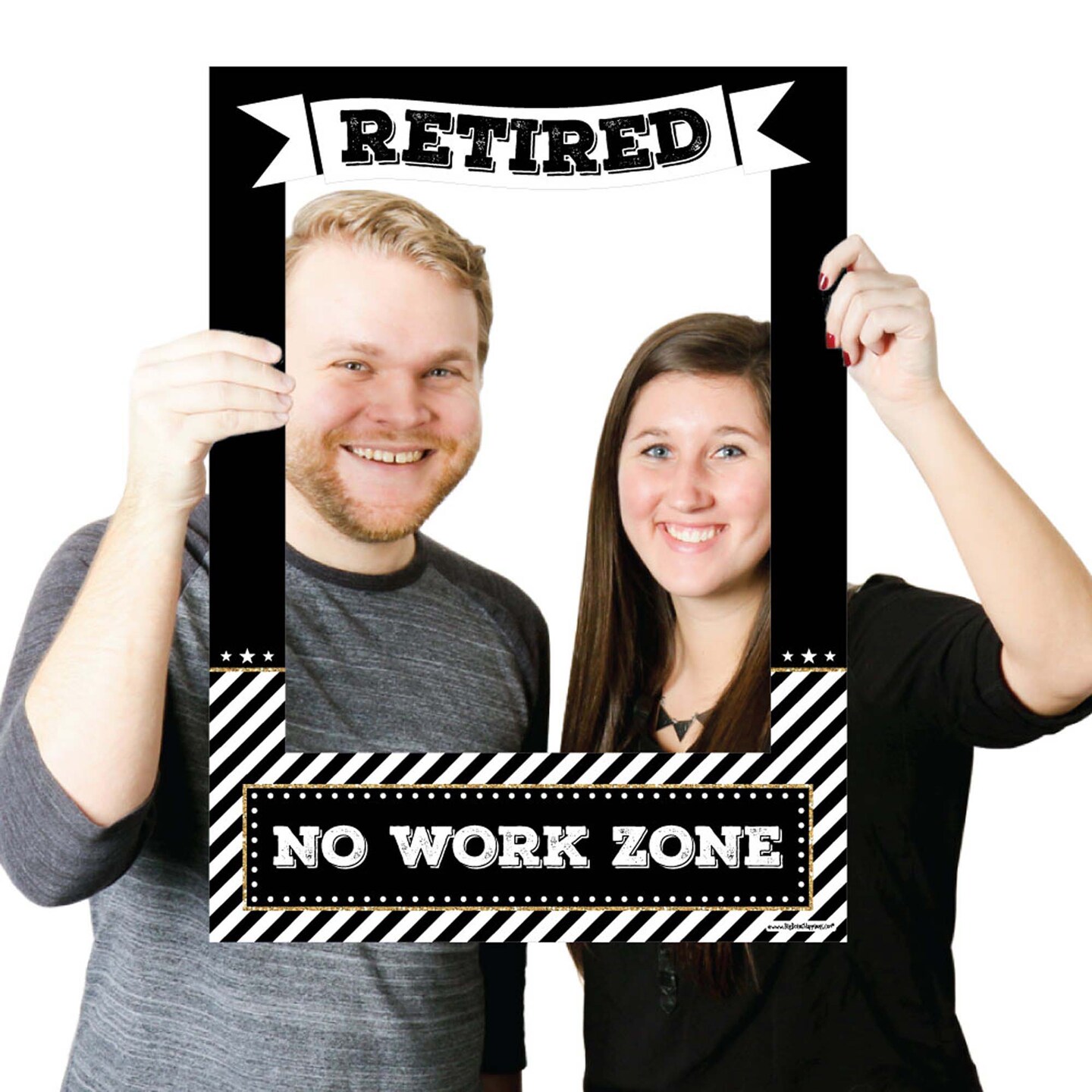 Big Dot of Happiness Happy Retirement - Retirement Party Selfie Photo Booth Picture Frame &#x26; Props - Printed on Sturdy Material