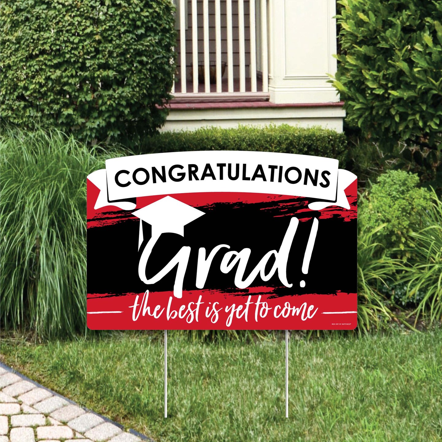 Big Dot of Happiness Red Graduation Party Yard Sign Lawn Decorations ...