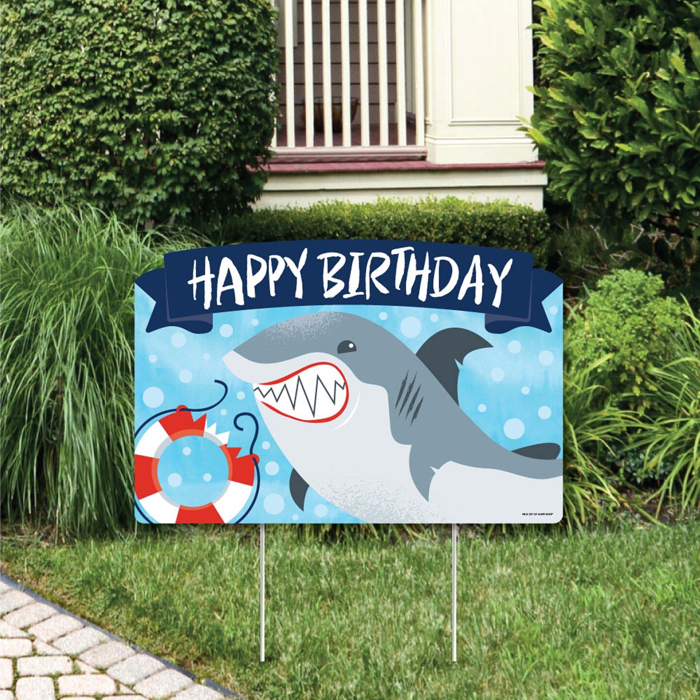 Big Dot of Happiness Shark Zone - Jawsome Shark Birthday Party Yard Sign Lawn Decorations - Happy Birthday Party Yardy Sign
