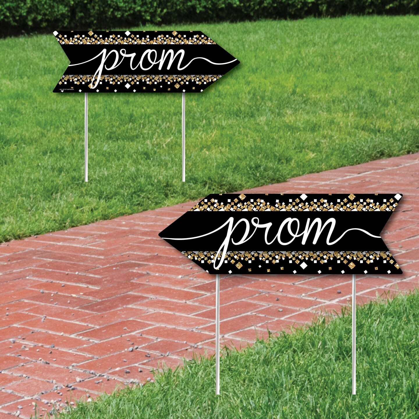Big Dot of Happiness Prom - Prom Night Party Sign Arrow - Double Sided Directional Yard Signs - Set of 2