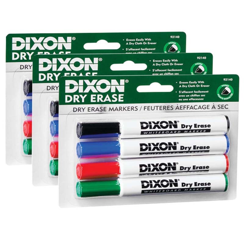 Dry Erase Markers Wedge Tip, 4 Colors Per Set, 3 Sets Michaels