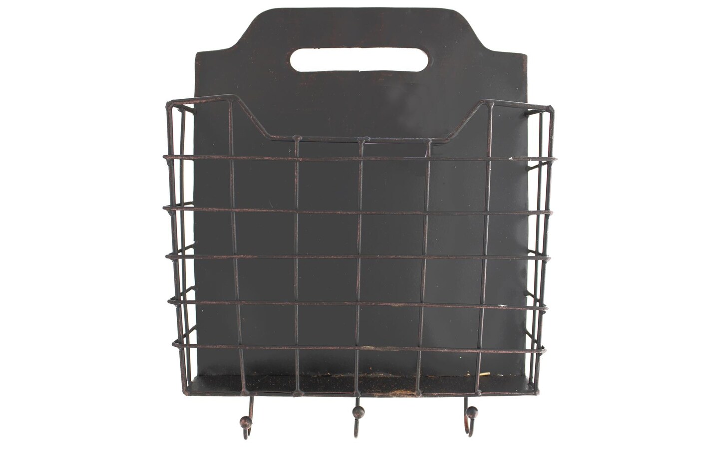 Wall Organizer Wire Mesh W/Hooks 14&#x22; Black