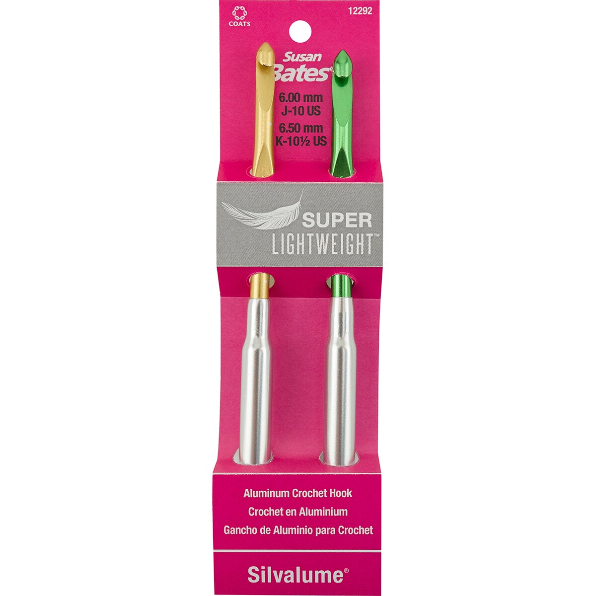 Susan Bates Silvalume Lightweight Aluminum Crochet Hook SetSizes J10