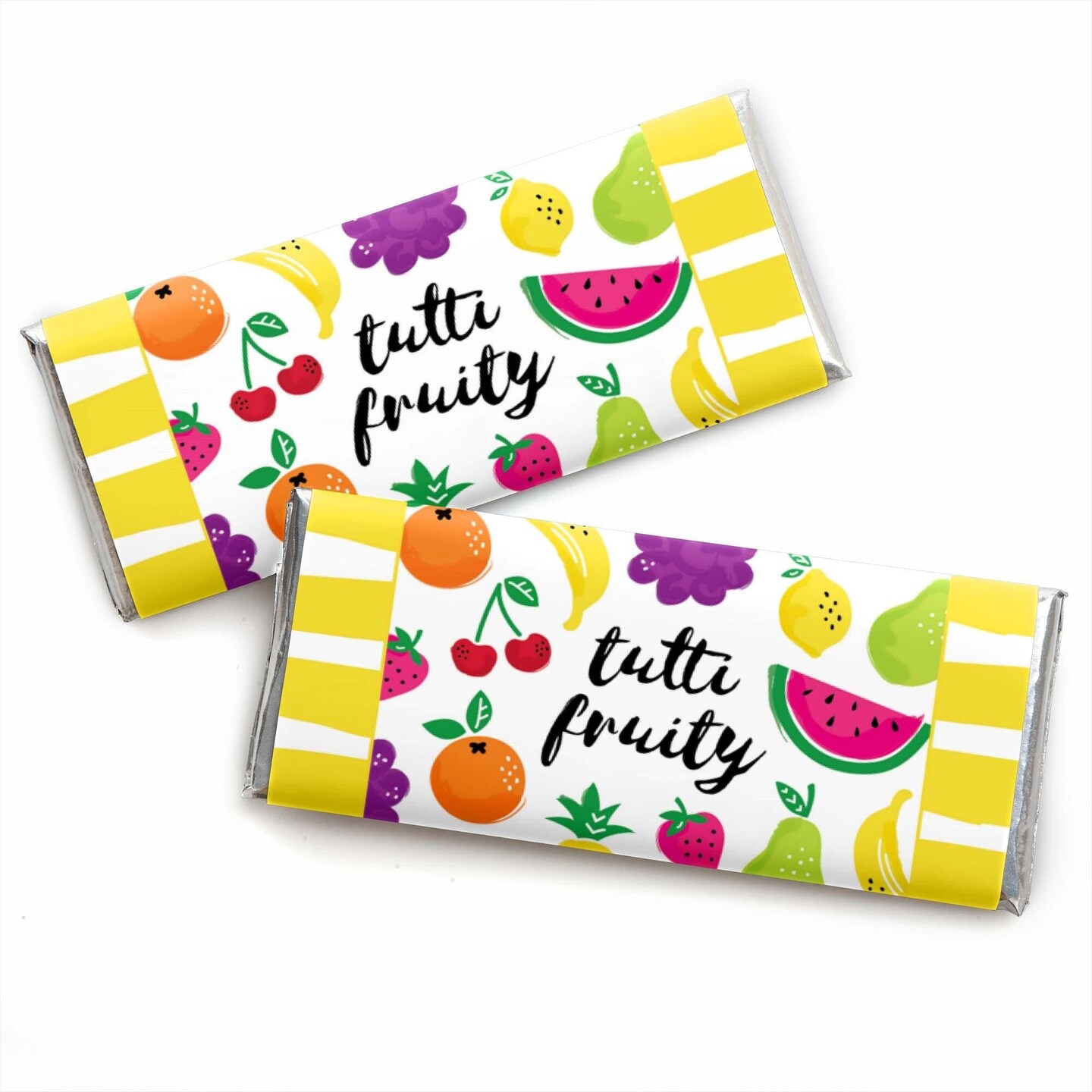 Big Dot of Happiness Tutti Fruity - Candy Bar Wrappers Frutti Summer Baby  Shower or Birthday Party Favors - Set of 24
