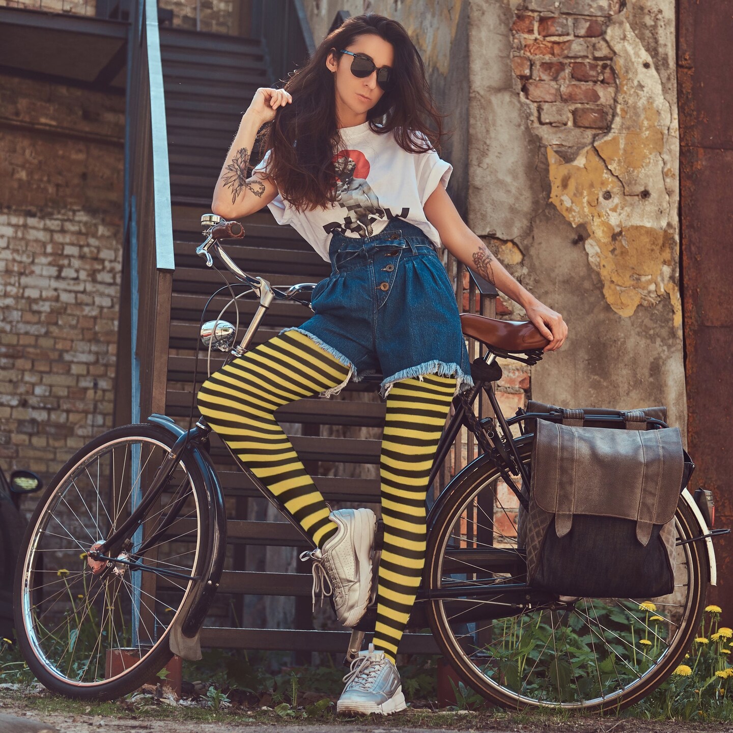 Black and Yellow Tights - Striped Nylon Bumble Bee Stretch Pantyhose Stocking Accessories for Every Day Attire and Costumes for Teens and Children