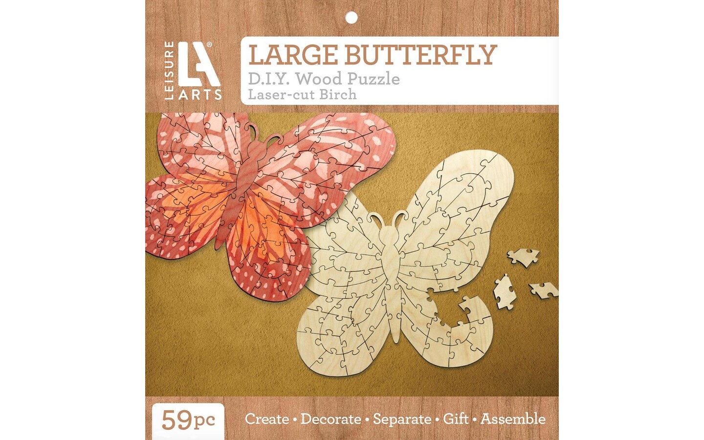 Leisure Arts Wood Puzzle Large Butterfly 59 pieces 12x 10 Blank Puzzles,  Make Your Own puzzle, Blank Puzzle Pieces Blank Wooden Puzzles DIY Jigsaw  Puzzles, blank puzzles to draw on