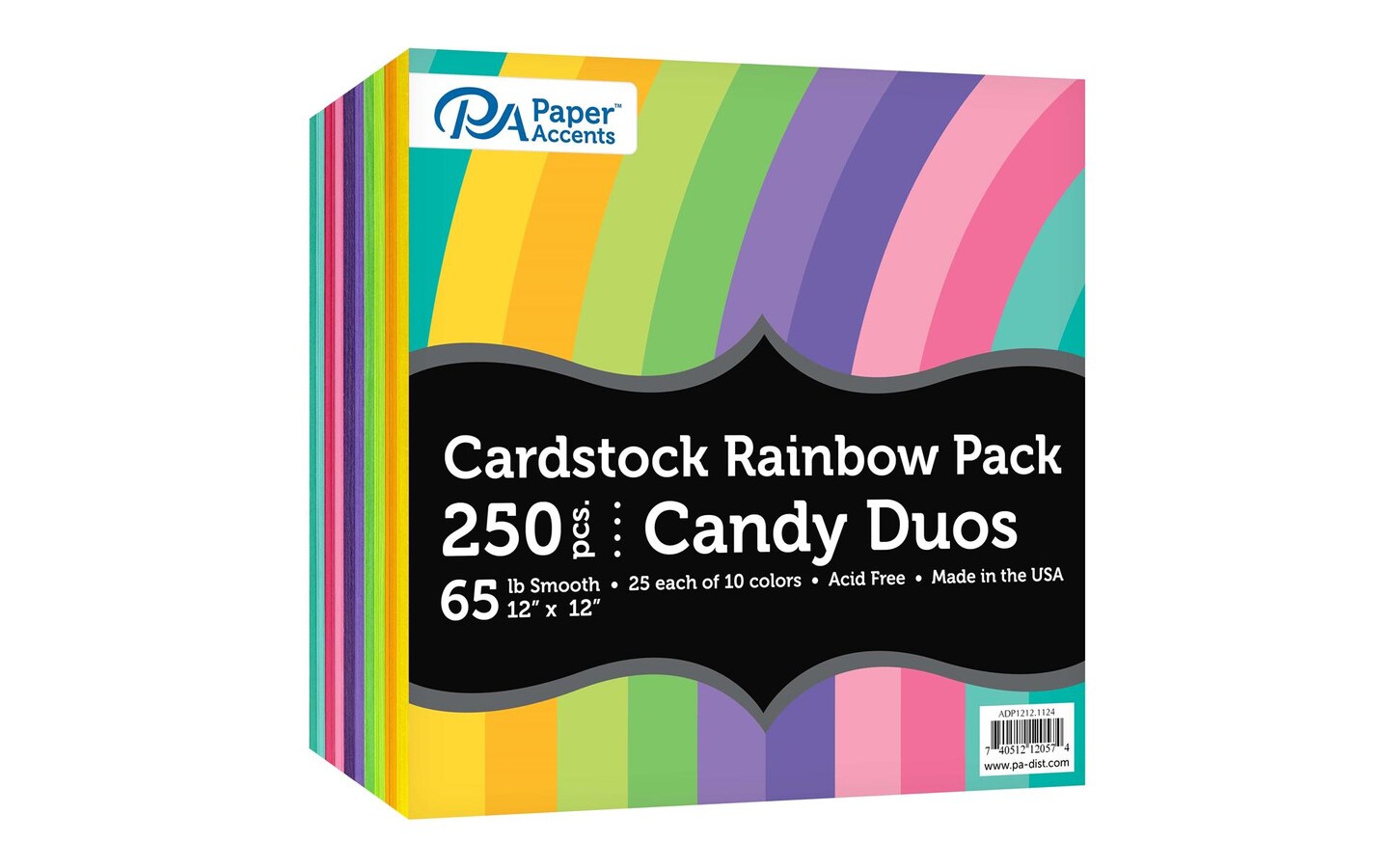 PA Paper Accents Rainbow Variety Pack Cardstock 8.5 x 11 Candy Duo, 65lb  colored cardstock paper for card making, scrapbooking, printing, quilling  and crafts, 250 piece pack