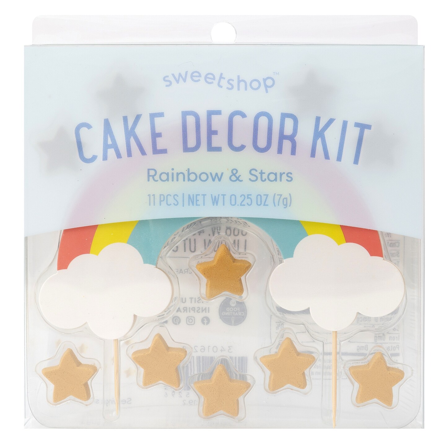Sweetshop Cake Decor Kit-Rainbow And Stars, 8 Pieces