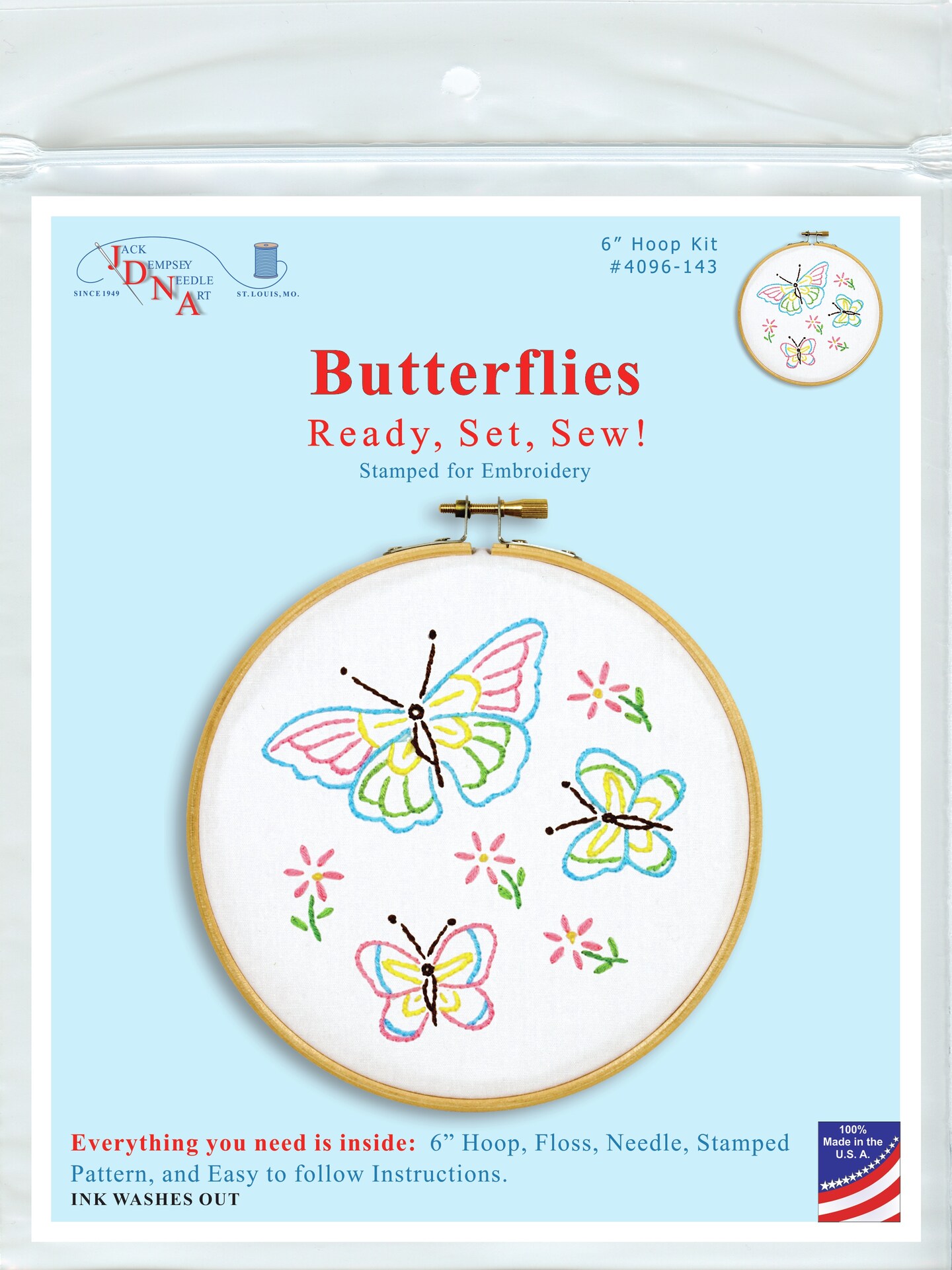 Jack Dempsey Stamped Hoop Kits 6"Fluttering Butterflies Michaels