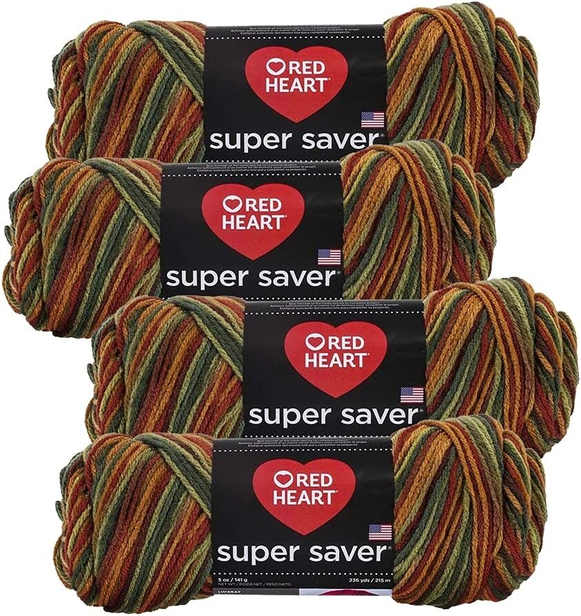 Pack of 4) Red Heart Super Saver Yarn-Fall