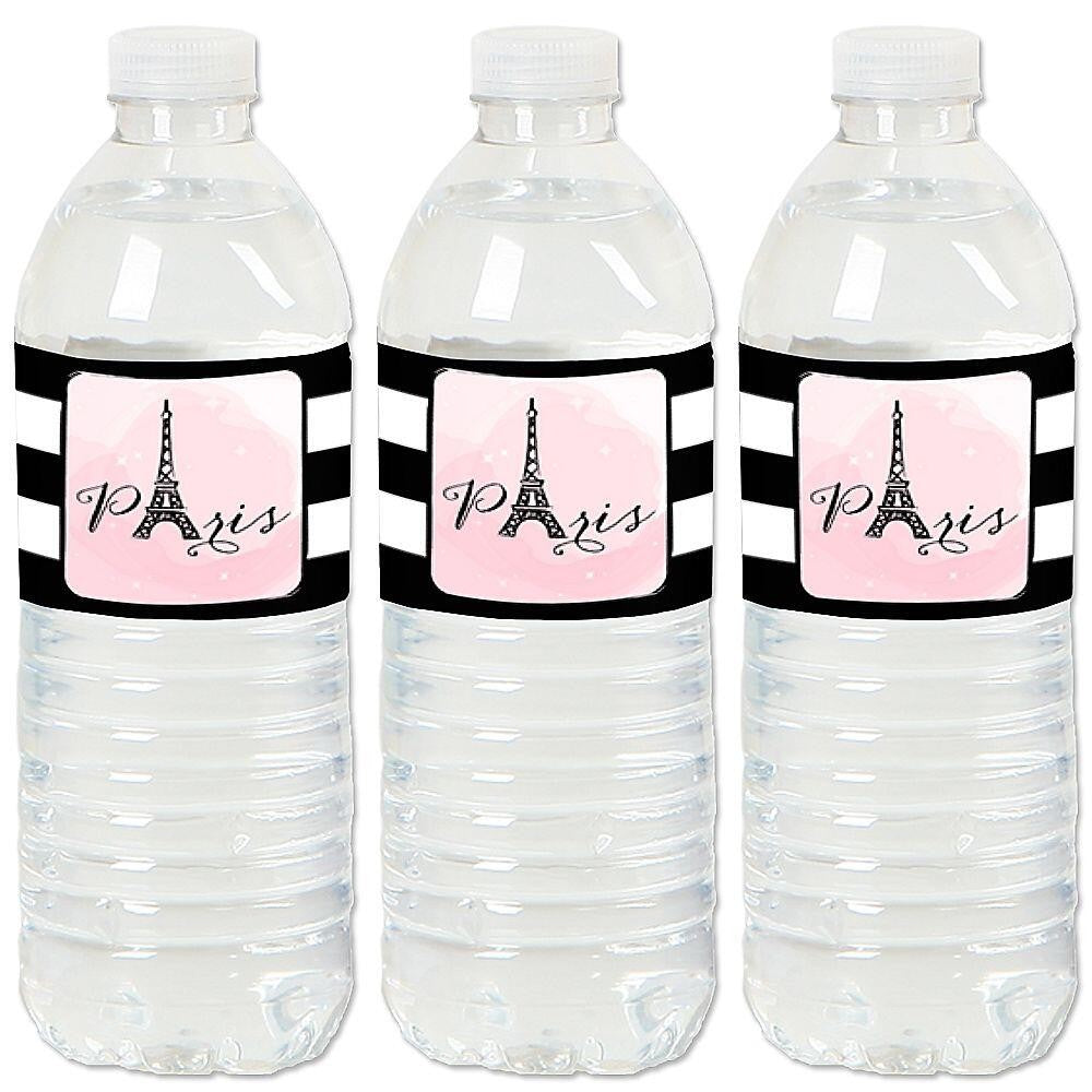 Paris, Ooh La La - Paris Themed Baby Shower or Birthday Party Water Bottle Sticker Labels - Set of 20