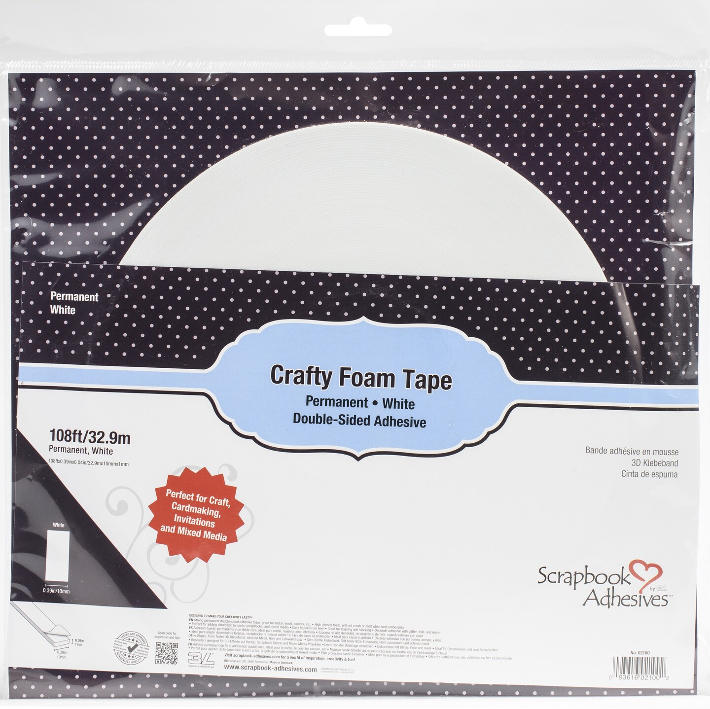 Scrapbook Adhesives Crafty Foam Tape Roll-White, .5"X108'