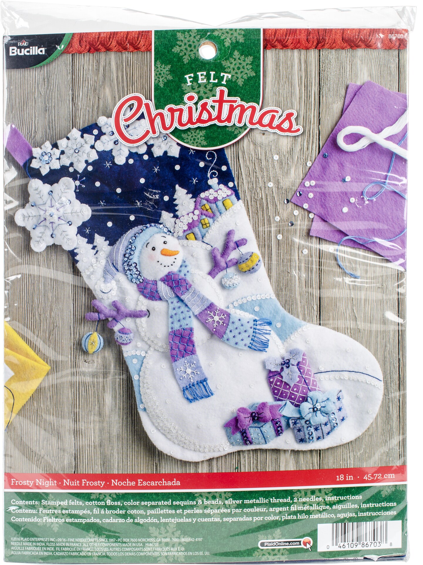 Finished bucilla felt christmas stocking Completedkits 18 inch