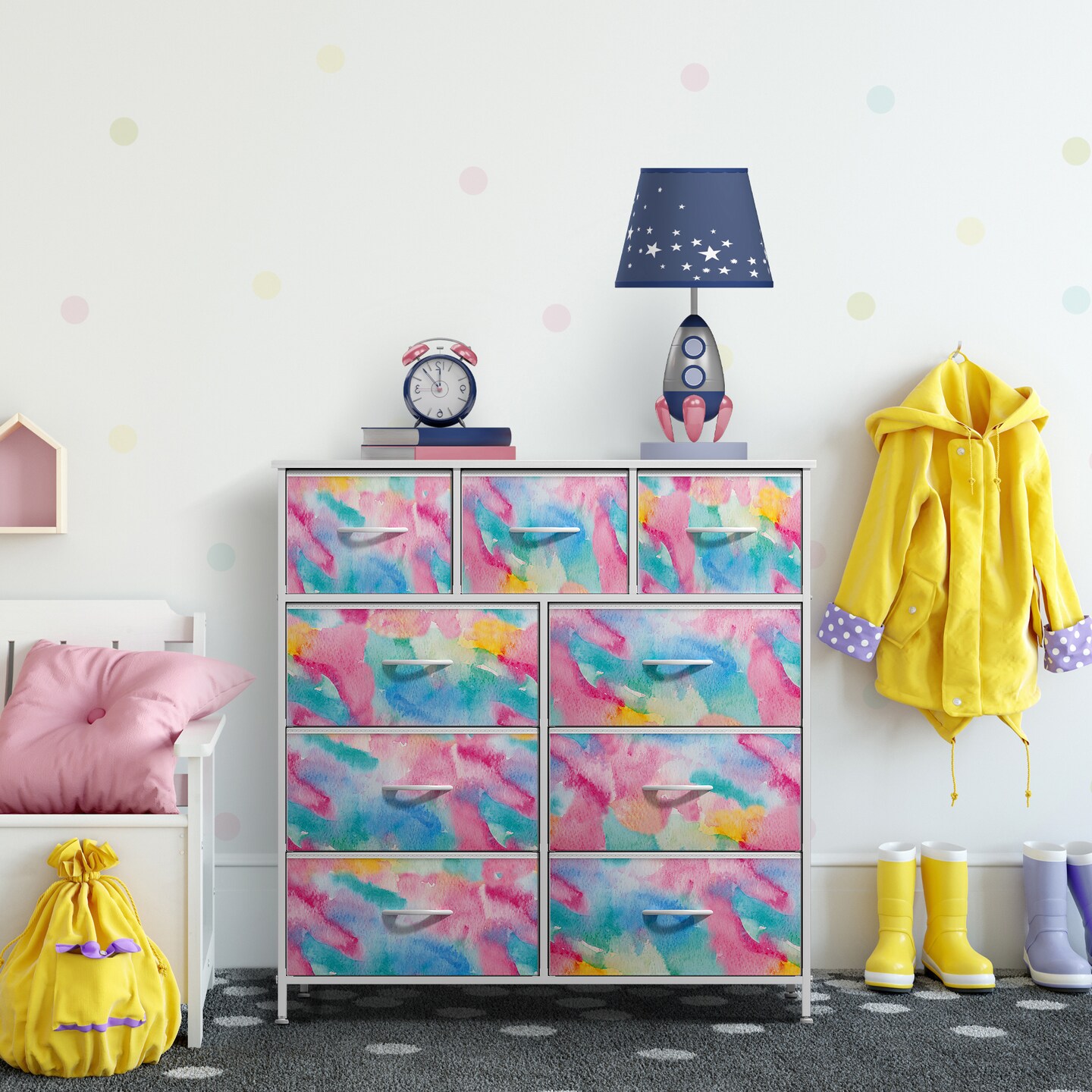 Sorbus Dresser with 9 Drawers - Furniture Storage Chest Tower Unit for Bedroom, Closet, etc - Steel Frame, Wood Top, Fabric Bins