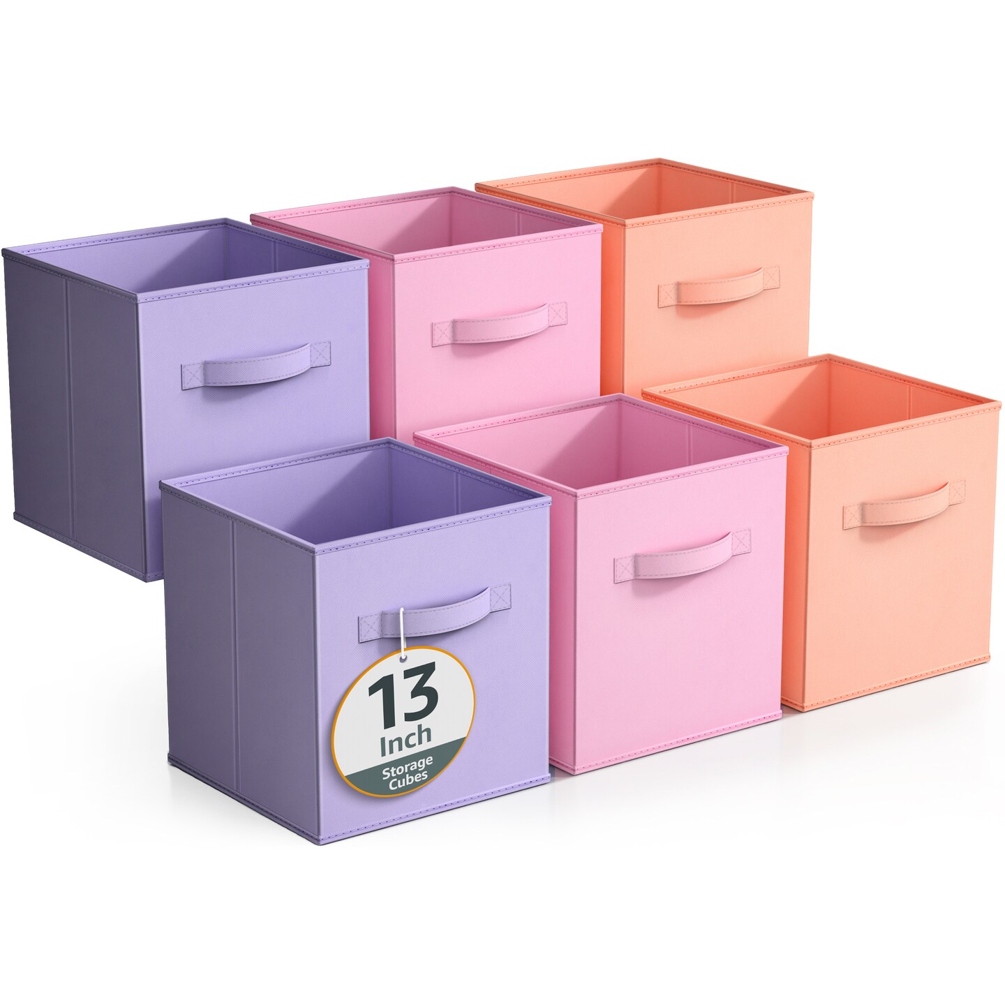 Sorbus 6 Pack 13 Inch Foldable Storage Cubes with Handles- for Organizing Home, Shelves, Nursery, Playroom, Closet and More