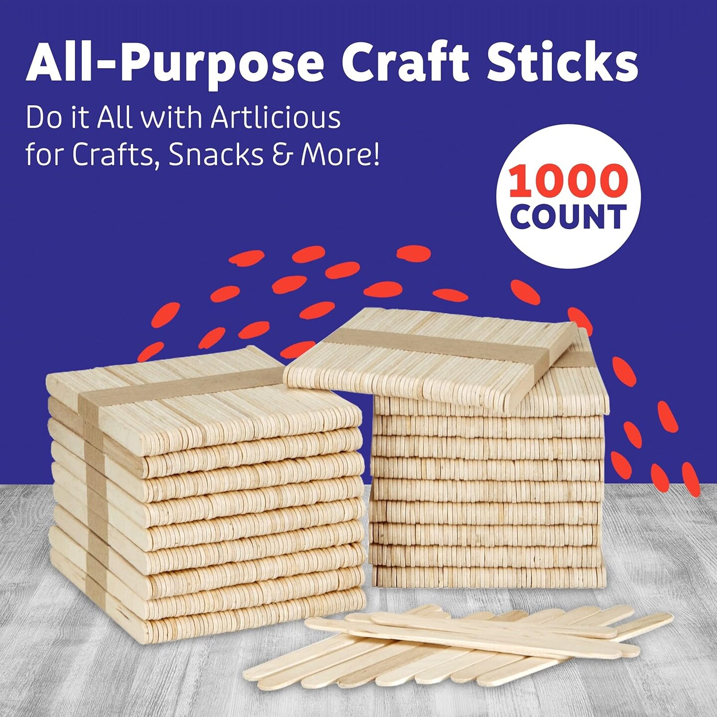 1000 Pcs Wood Craft Sticks, Popsicle Sticks for Crafts, Icecream Sticks