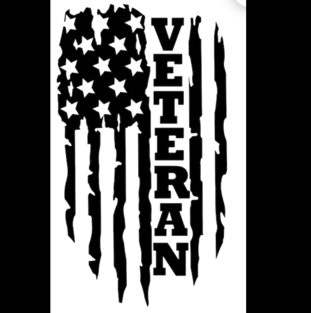 Veteran Flag Vinyl window decal, Nice looking flag decal Window Decal