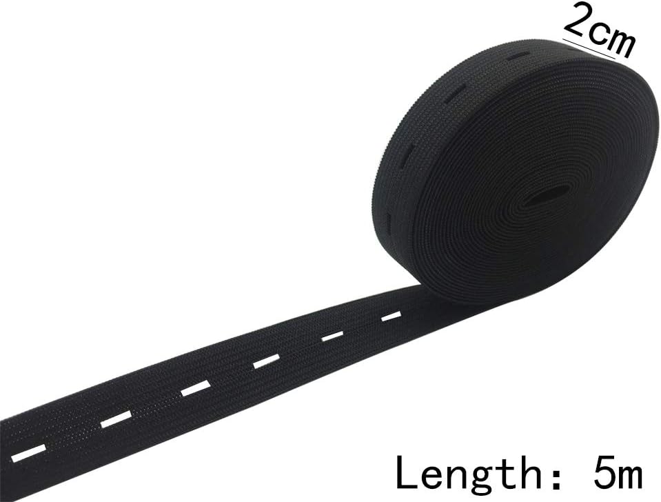 2 Packs Elastic Bands Spool Sewing Bands Elastic Band for Sewing Elastic Elastic Waist Band, Elastic Cord with Buttonhole (White and Black)